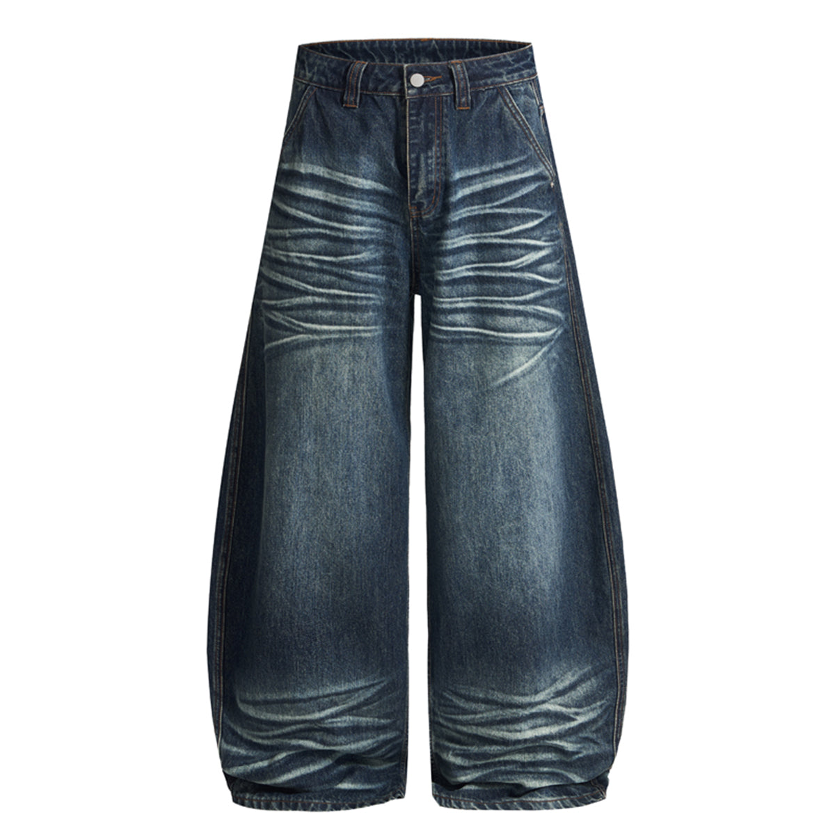 Grunge Dark Wash High Waist Wide Leg Jeans