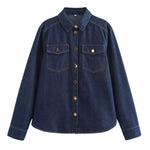 Women's Simple Denim Shirt Casual Long Sleeve Shirt Jacket