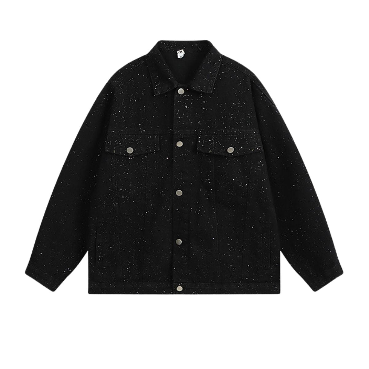 American Style Distressed Sequined Design Casual Loose Denim Jacket