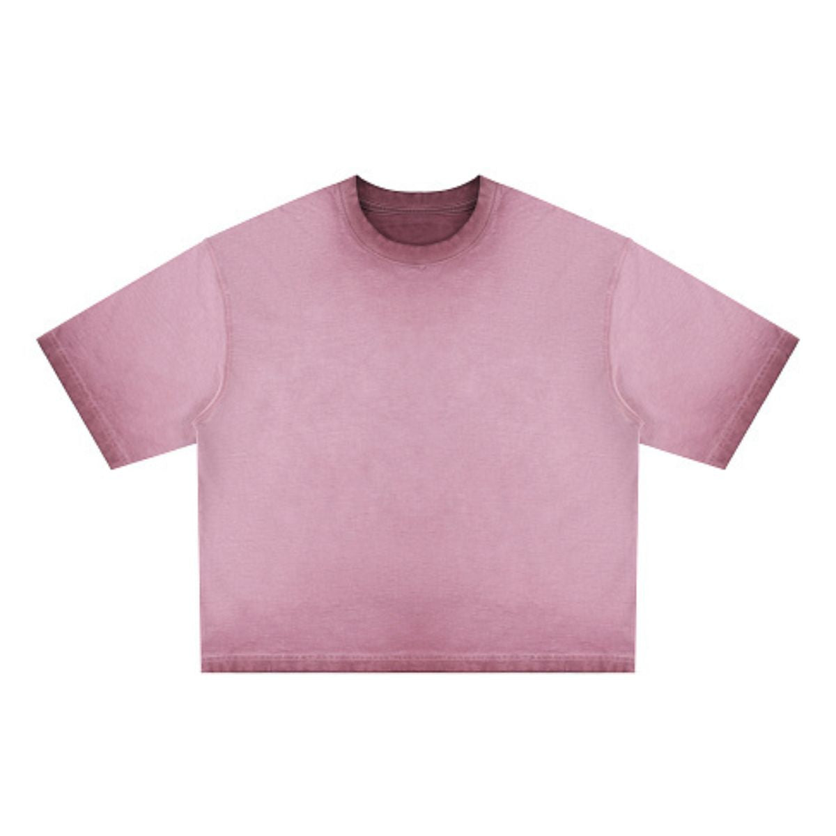Washed Cotton Boxy Cropped Crew Neck Tee