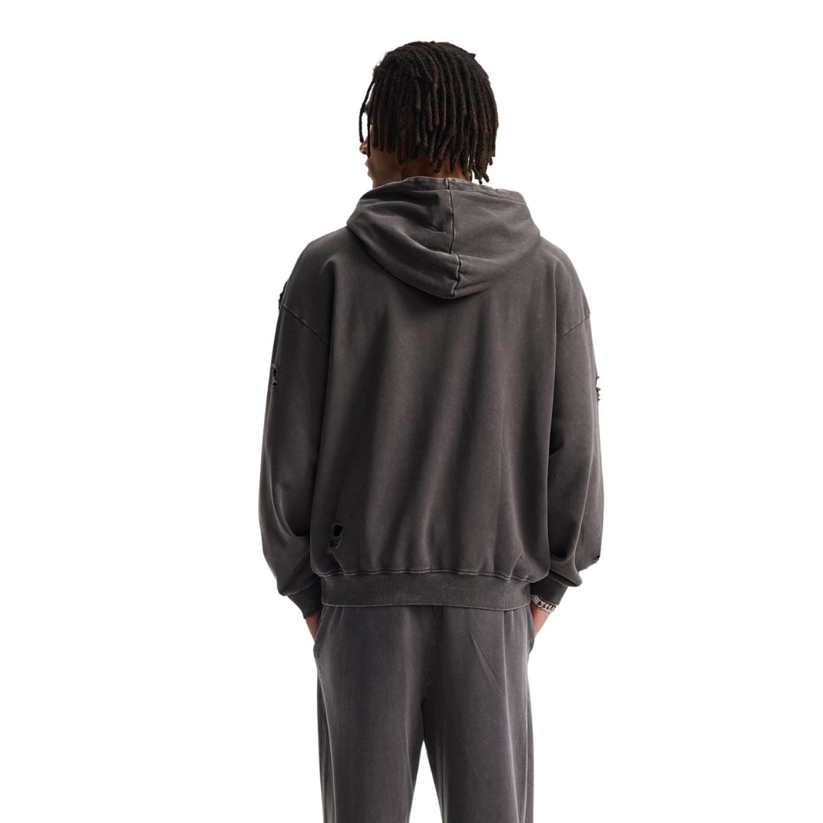 Men's Stone-washed Destroyed Hoodie