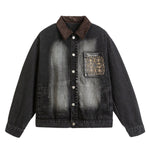 Washed Embroidered Design Spring & Autumn Pocket Denim Jacket