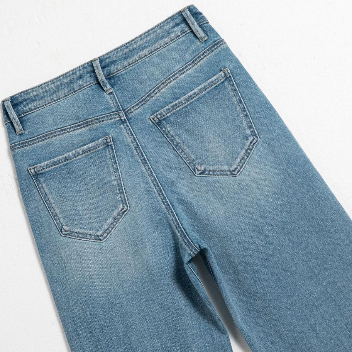 Rose Embroidered Lace-Cut Jeans with Pearl Beading