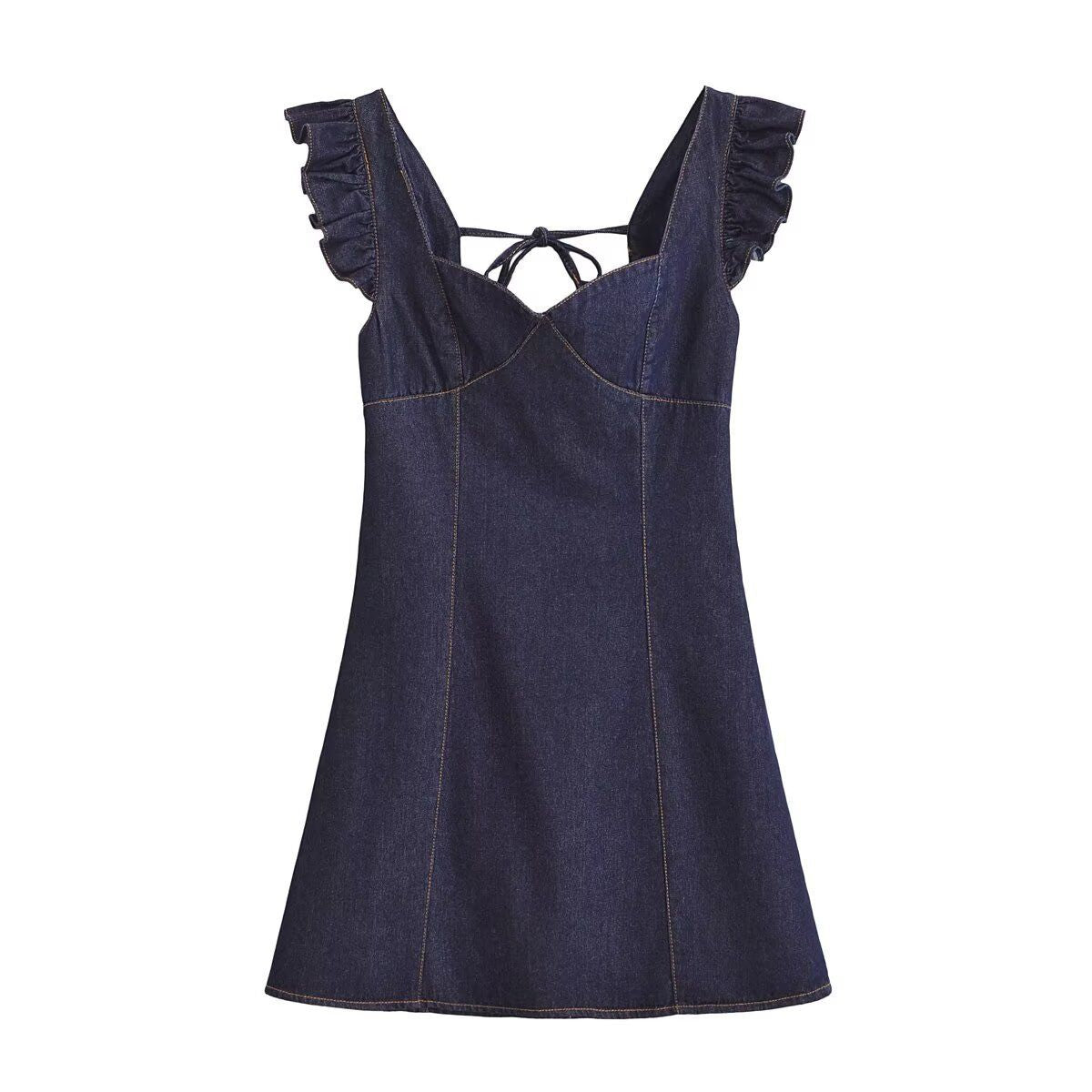 Flutter Sleeve A-Line Denim Minidress