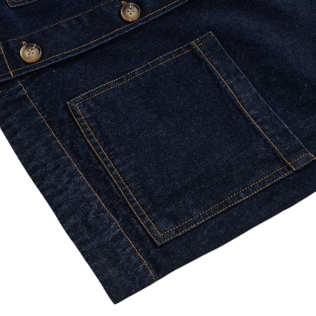Indigo Button-Front Baggy Denim Jacket