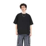 Black Washed Cotton Ripped Boxy Tee