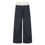 Vintage Plaid Panel Wide-Leg Trousers