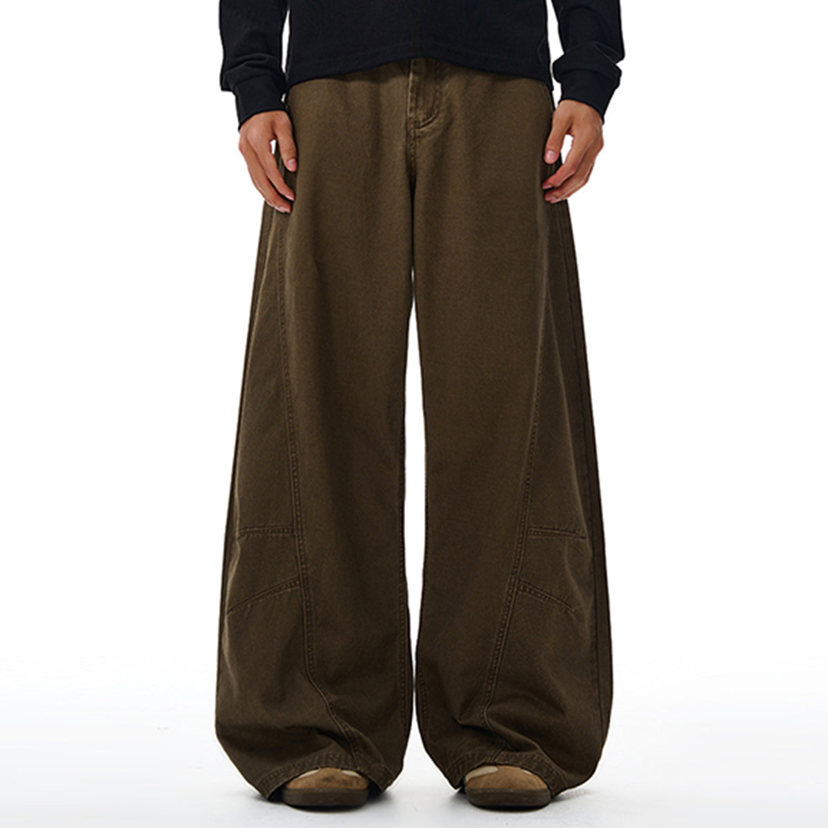 Loose Fit Straight Leg Patchwork Casual Comfort Pants