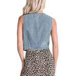 Women's Self tied Cropped Denim Vest