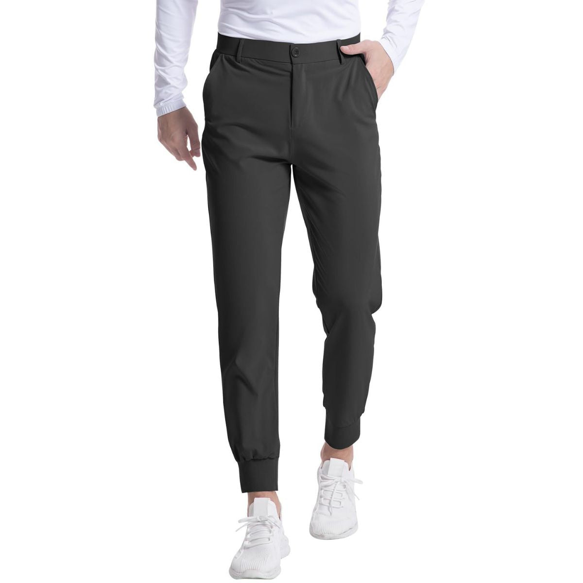 Men's Jogger Golf Pants Elastic Waist Stretch Casual Tapered Trousers