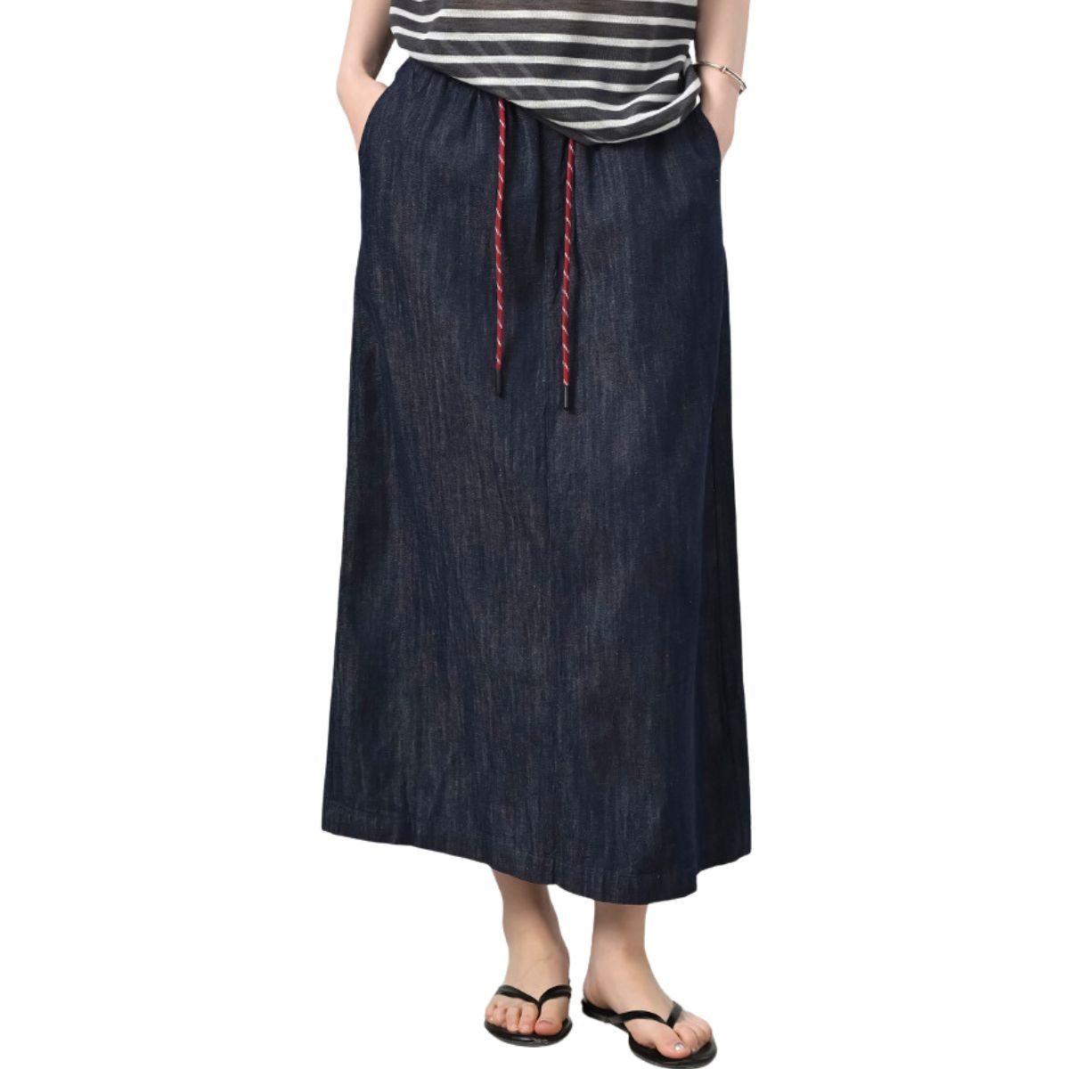 Women's Indigo Denim Midi Skirt