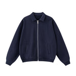 Relaxed Zip-Front Solid Color Sweatshirt