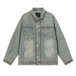 Retro Fashionable Temperament Lapel Embroidered Loose Denim Jacket