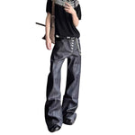 Button Fly Relaxed Straight Leg Raw Denim Jeans