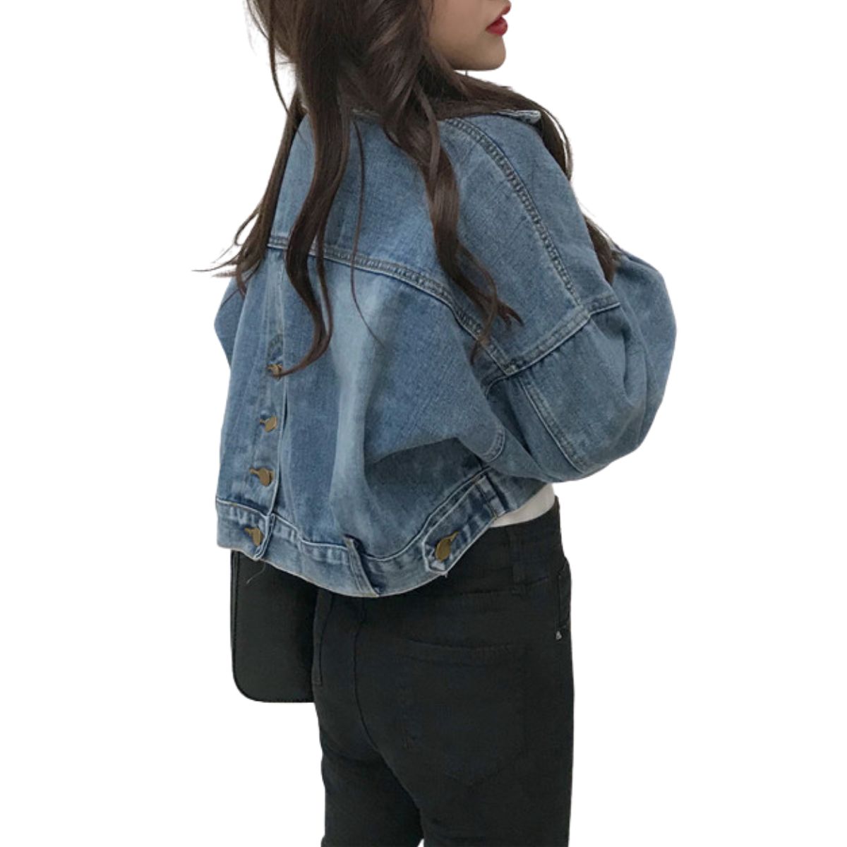 Cropped Denim Button-Front Jacket