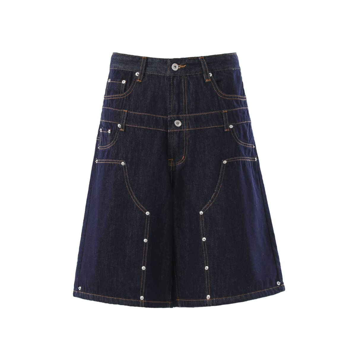Double Waistband Wide Leg Denim Shorts