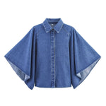 Women's Versatile Lapel Single-breasted Denim Kimono Shirt