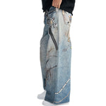 Smoke Rise 3D Graphic Print Baggy Fit Jeans