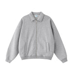 Relaxed Zip-Front Solid Color Sweatshirt