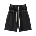 West Coast Waffle Double Waistband Snow Washed Distressed Shorts
