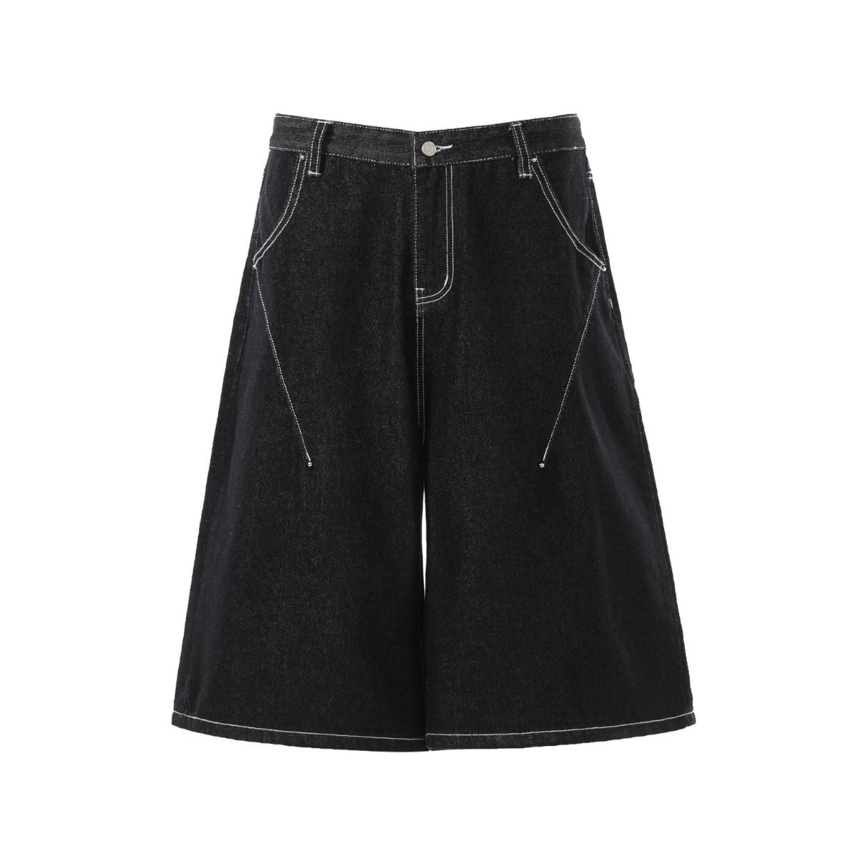 Raw Denim Deconstructed Wide Leg Denim Shorts