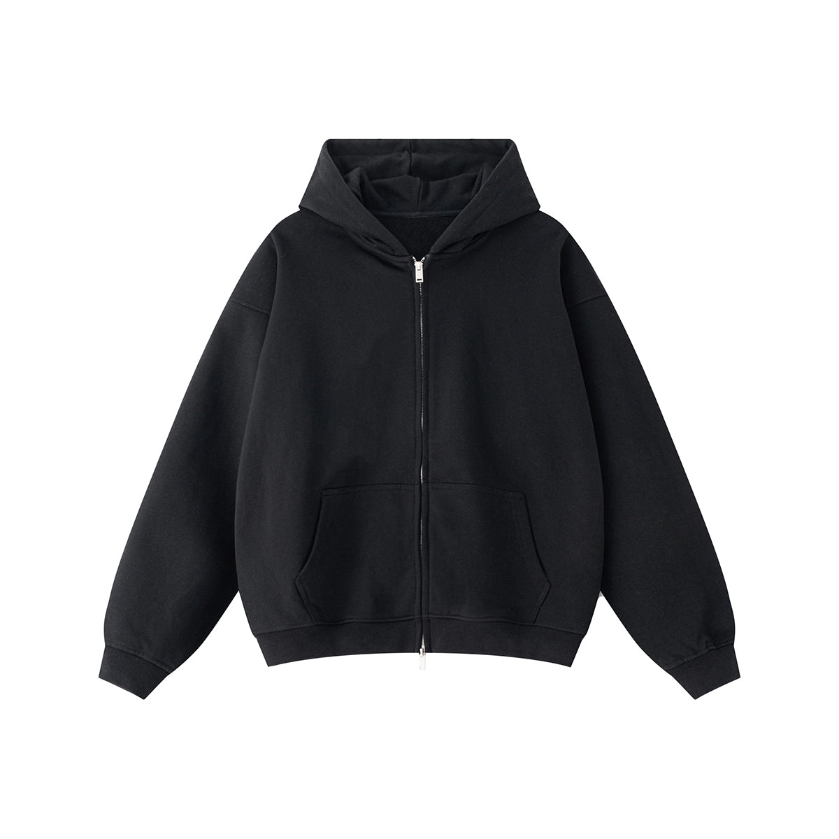 Double-Slider Zipper Solid Color Hoodie