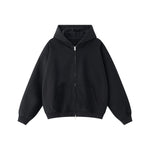 Double-Slider Zipper Solid Color Hoodie