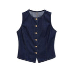 Women's Gold Button Denim Vest