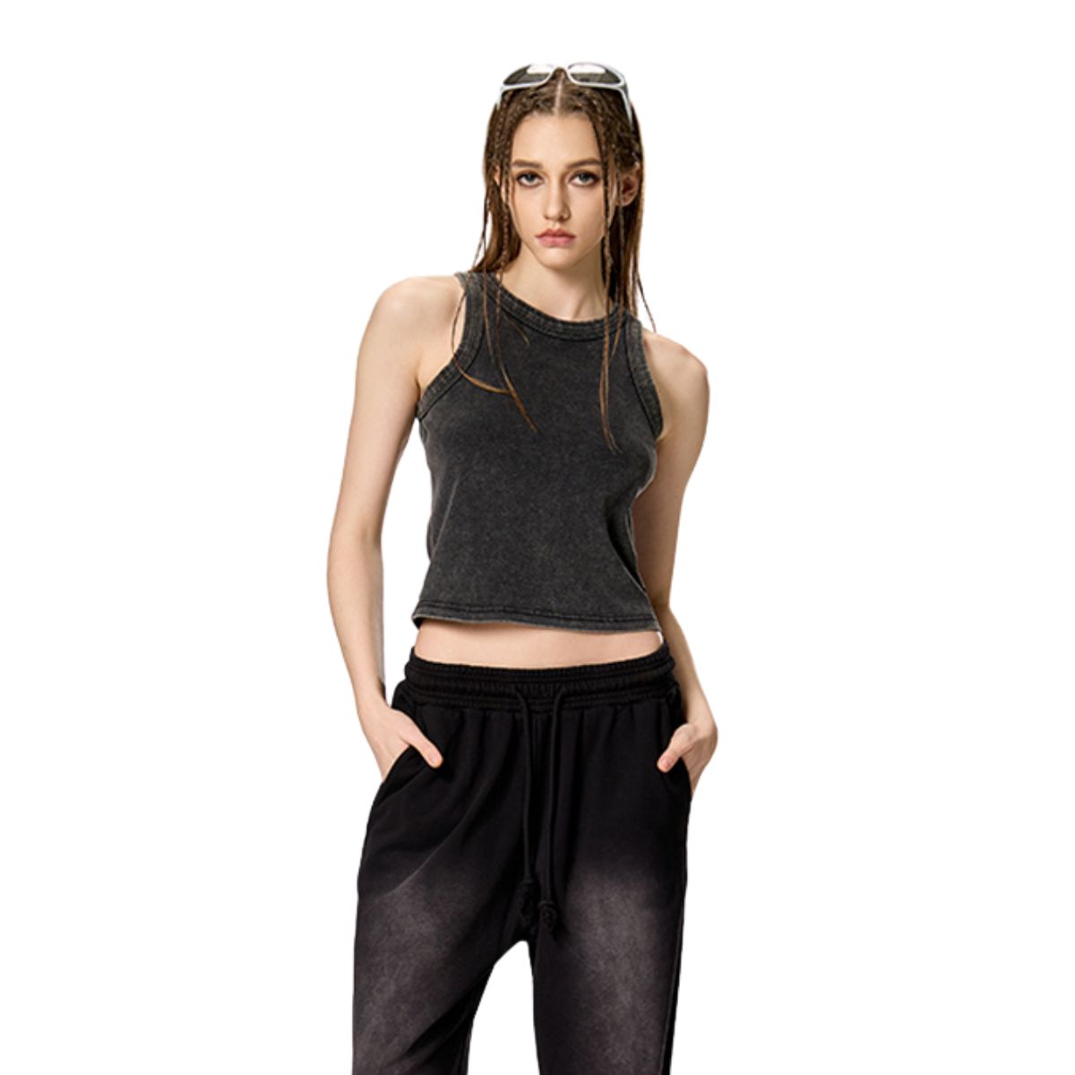 Stone Wash Slim Fit Crop Tank 320gsm