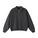 Relaxed Zip-Front Solid Color Sweatshirt