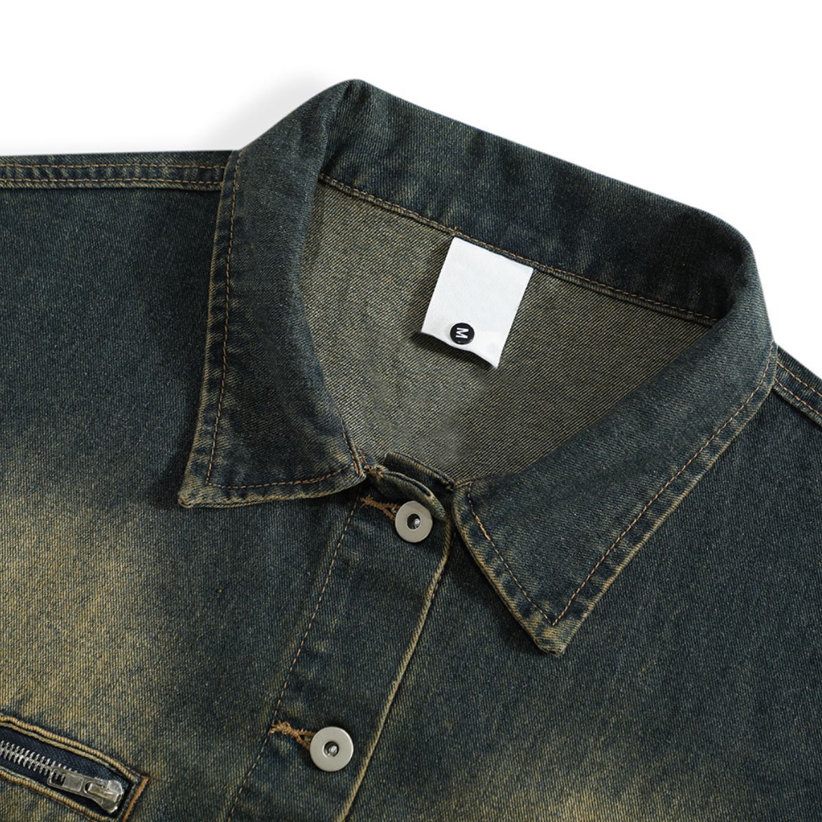 Button-Front Washed Denim Vest