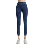 High Waisted Washed Denim Capri Leggings