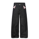Raw Black Wide Leg Jeans with Utility Flap Pocket Detail