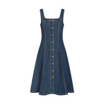 Button-Front Denim A-Line Dress