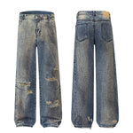 Vintage Distressed Ripped Relaxed-Straight Jeans