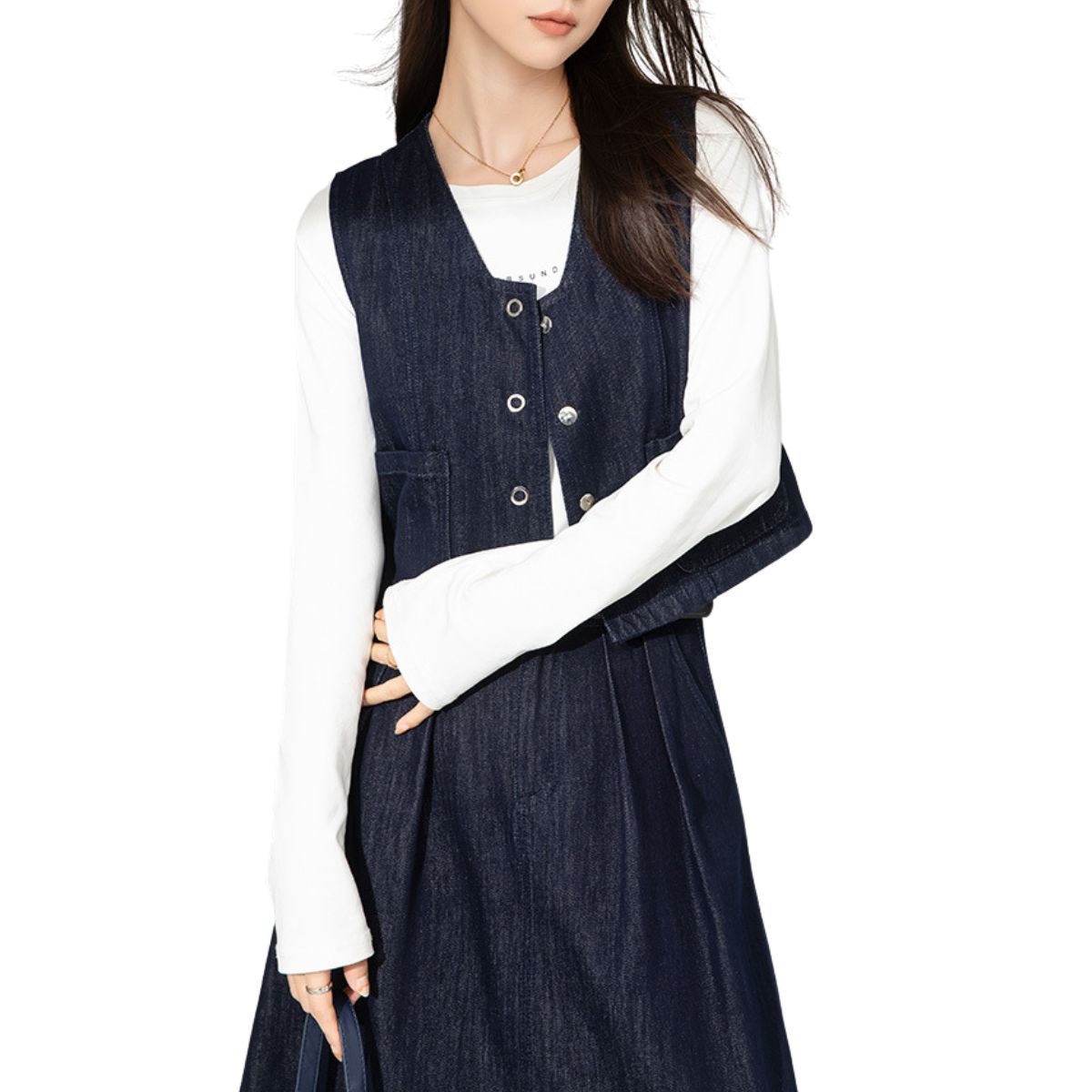 Women's Boxy Cropped Denim Vest