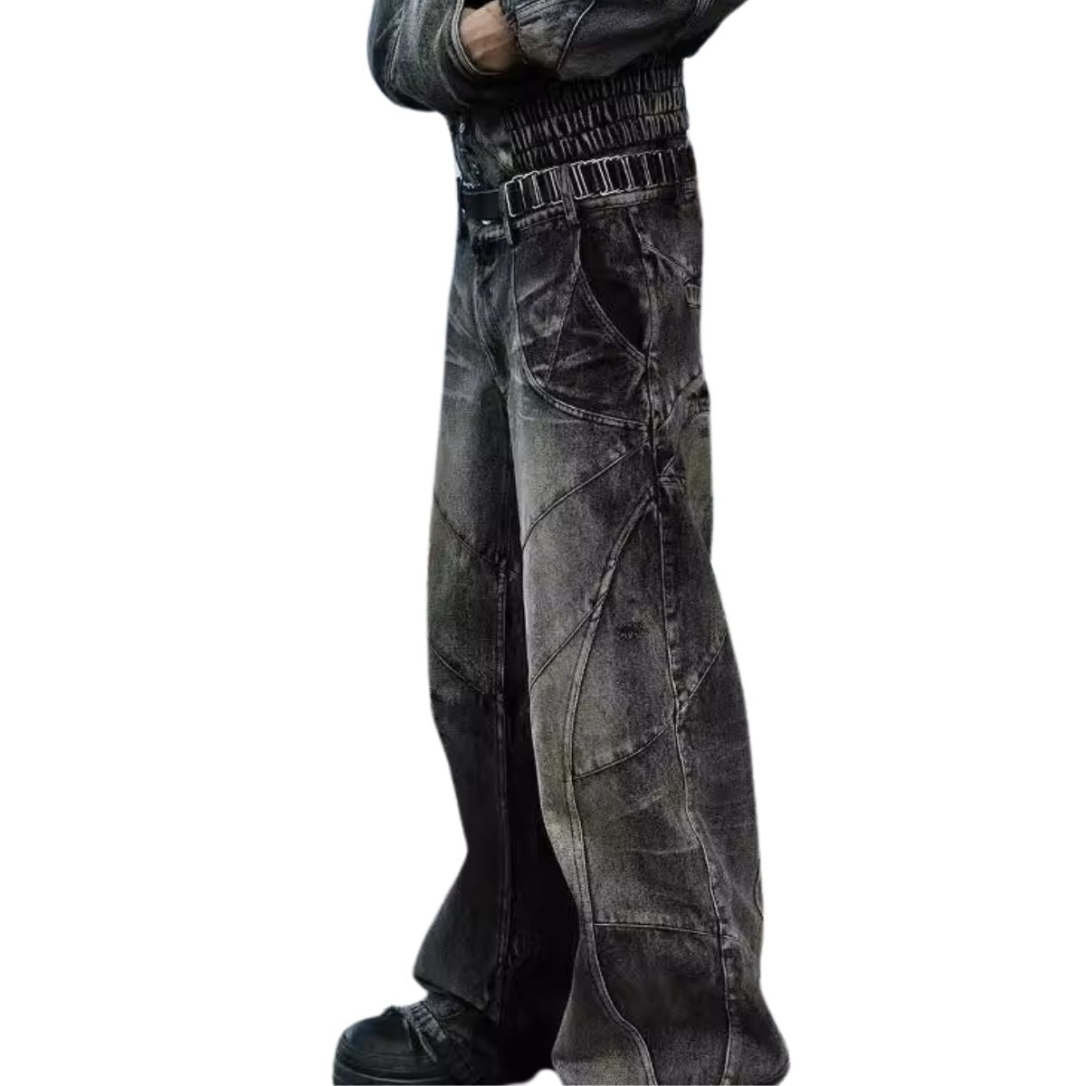 Smoke Rise Raw Hem Wide-Leg Distressed Jeans