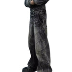 Smoke Rise Raw Hem Wide-Leg Distressed Jeans