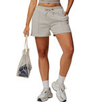 Women's Solid Pleated Cotton Shorts