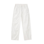 White Cotton Barrel-Leg Trousers