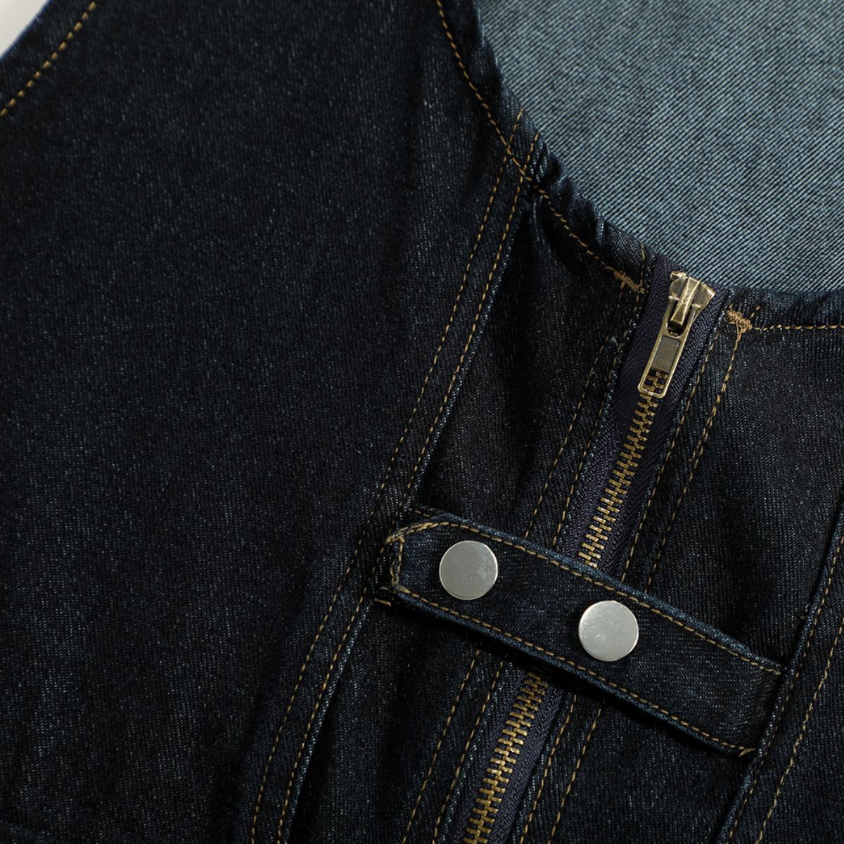 Unisex Black Zip-Up Denim Vest