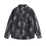 American Vintage Irregular Wear Pattern Design Washed Denim Jacket