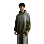 Ombre Raw Edge Kangaroo Pocket Distressed Hoodie
