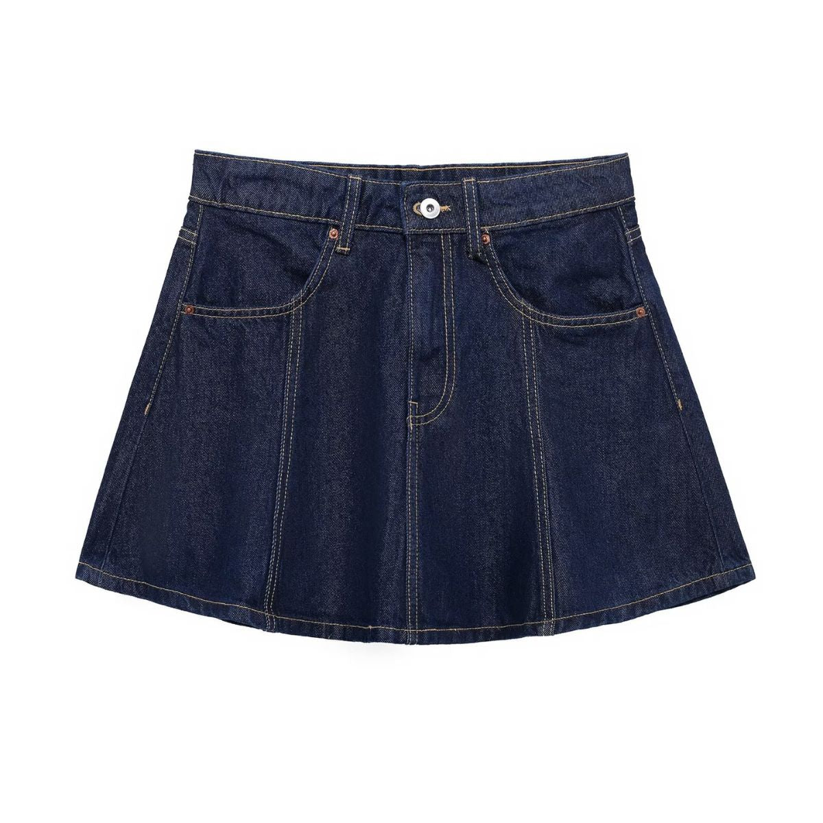 Indigo Denim Mini Flounce Skirt