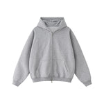 Double-Slider Zipper Solid Color Hoodie