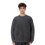 Vintage Snow Wash Relaxed Fit Cotton Knit Sweater