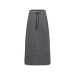 Stone Wash A-Line Maxi Skirt