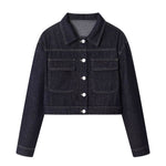 Long-Sleeve Boxy Cropped Denim Jacket