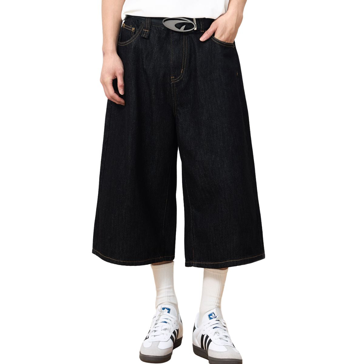 Black Selvedge Denim Cropped Pants