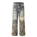 Smoke Rise Stitched Camo Ripped Denim Jeans